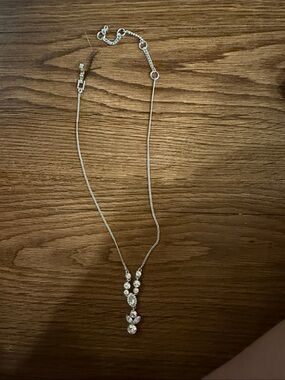 Silver Crystal Drop Pendant Necklace - Women Jewelry